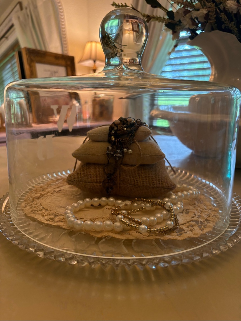 Glass Cloche Display Dome with Pedestal - Clear